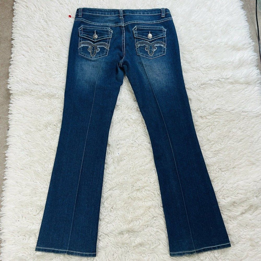 Sexy Miss Jeaniest Flap Southwestern Embroidered Cowgirl Stretch Jeans Sz 10